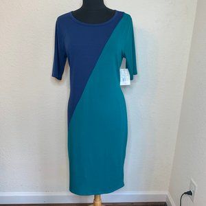 Lularoe Julia Asymmetric Aqua Blue Dress NWT